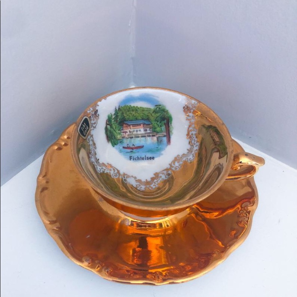Gebr-Bauer 1920s gold plated teacup & saucer